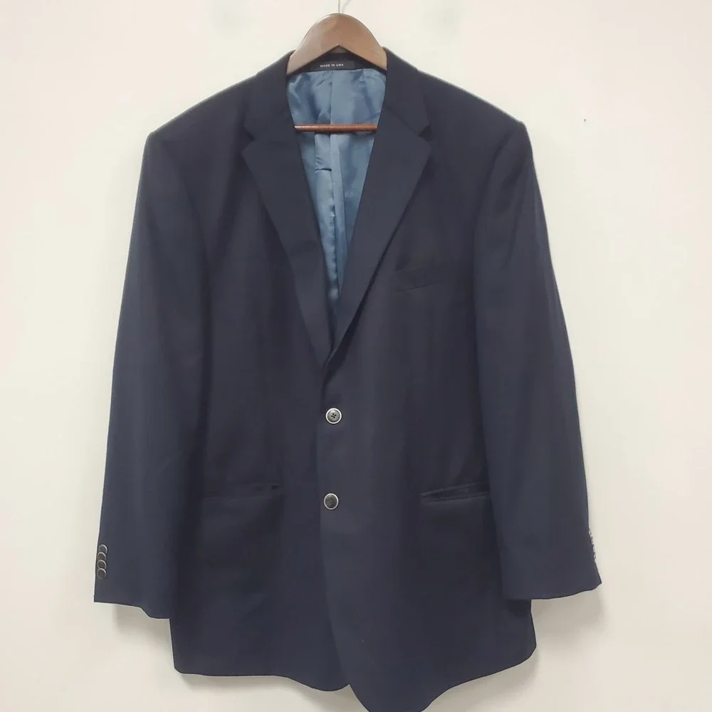 Saks Fifth Avenue Loro Piana Super 120s Wool Blazer 46R Navy Blue 3510/1
